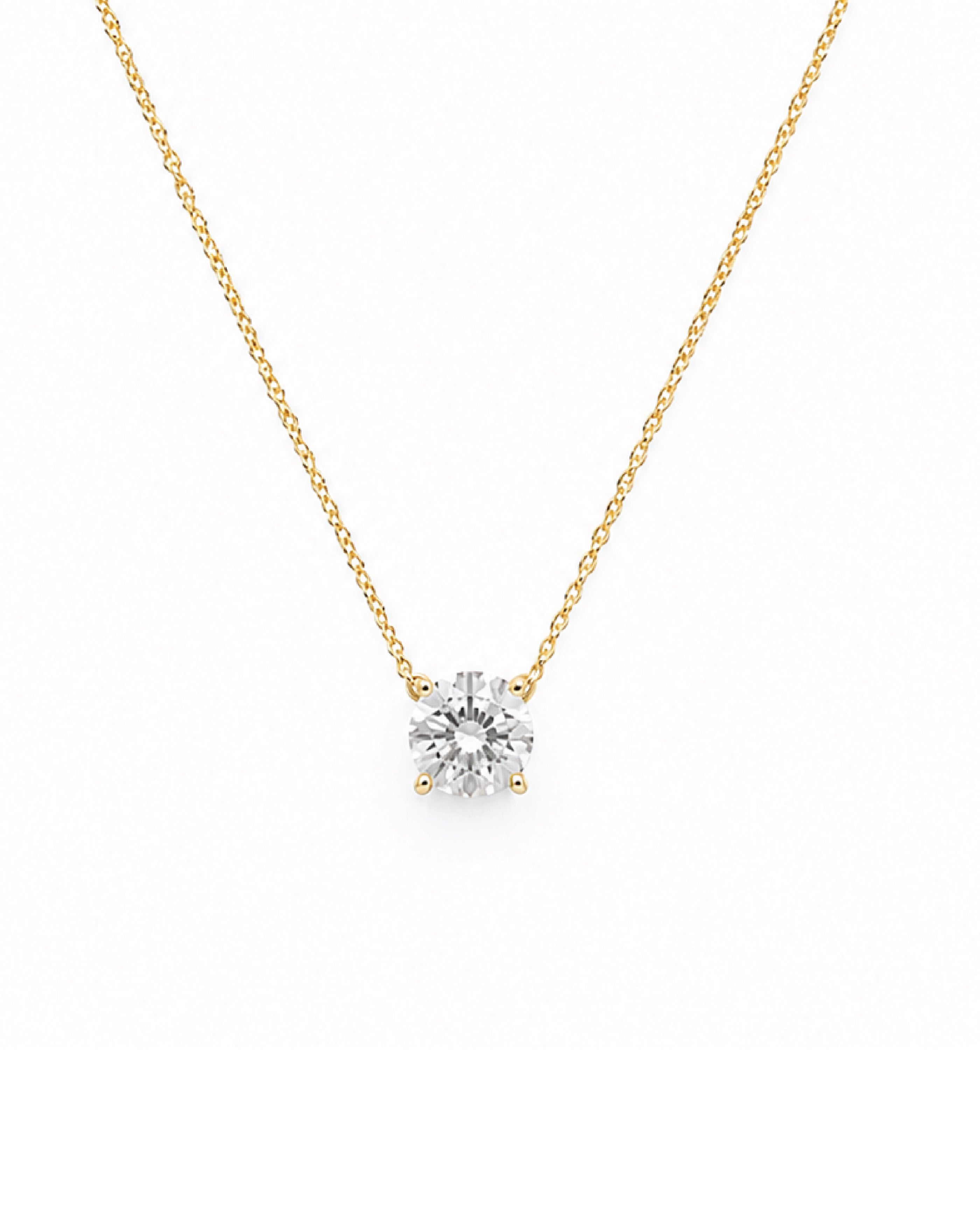 14k yellow gold 1ct solitaire diamond necklace