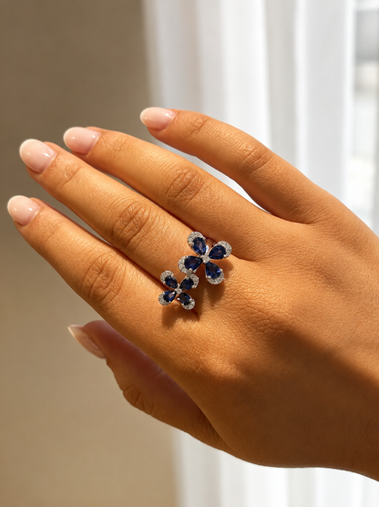 Blue Sapphire Fleur Ring