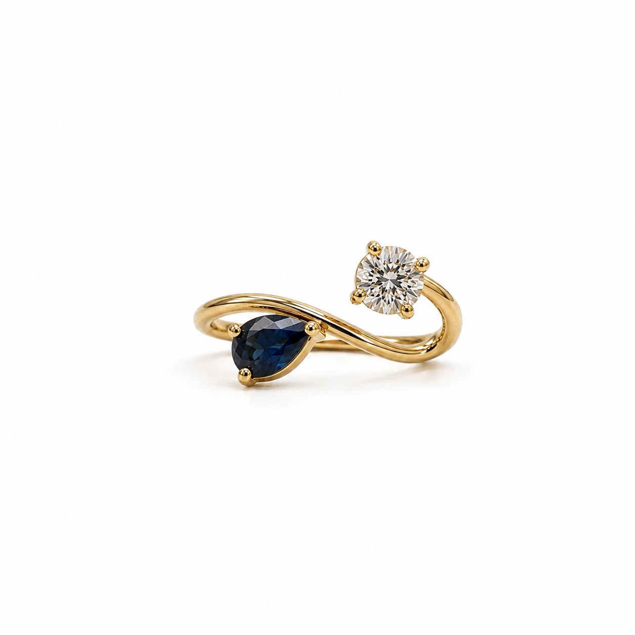 Toi et Moi Blue Sapphire and Diamond Ring