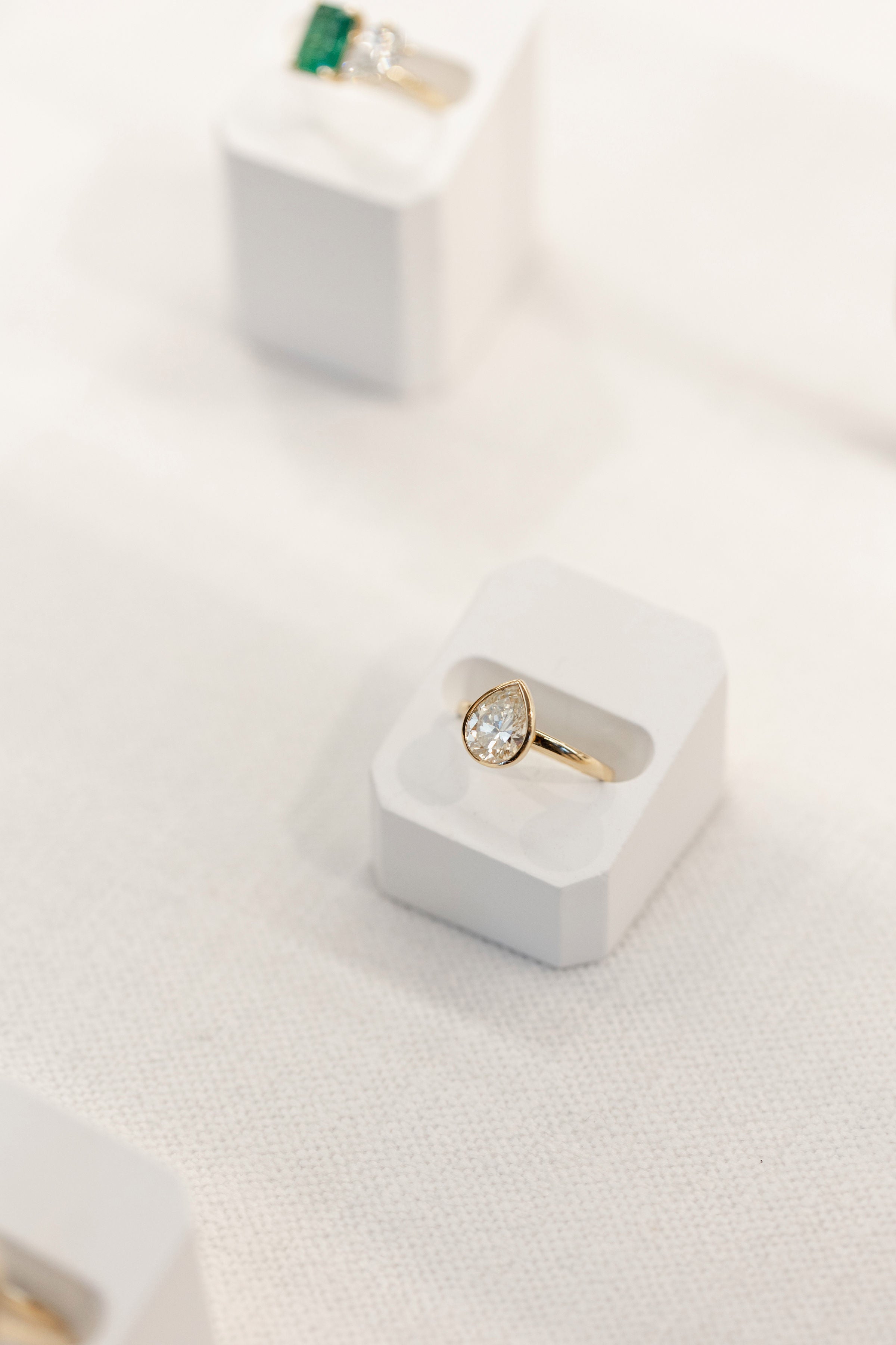 Pear Shaped Bezel Set Solitaire Engagment Ring