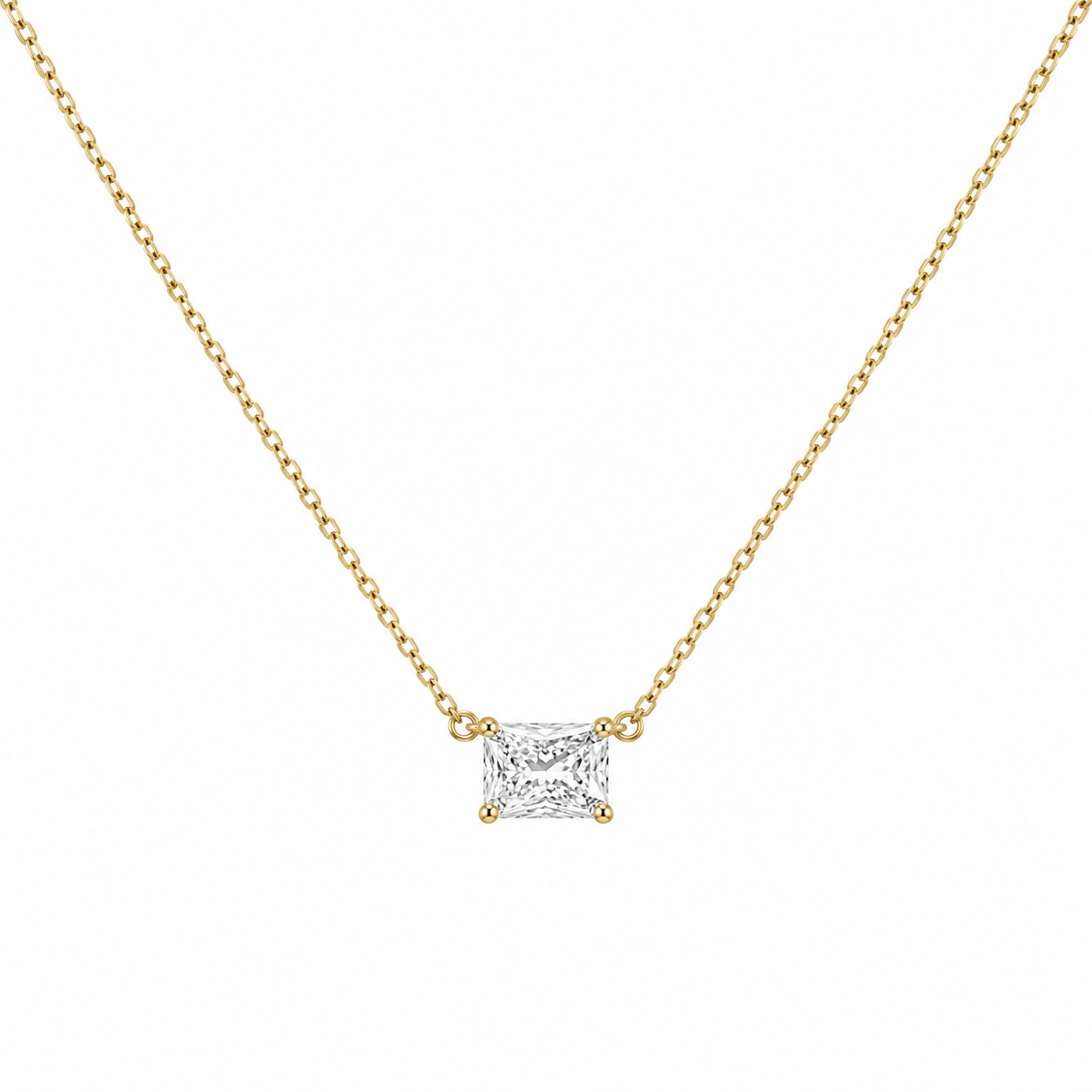 Natural Radiant Solitaire Necklace