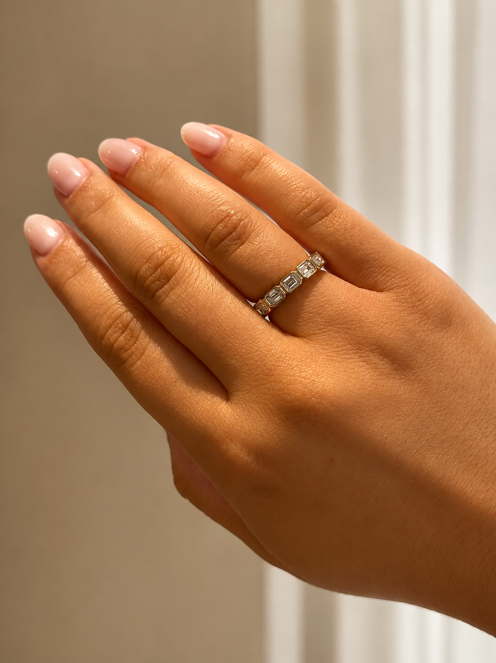 Emerald Bezel Eternity Band