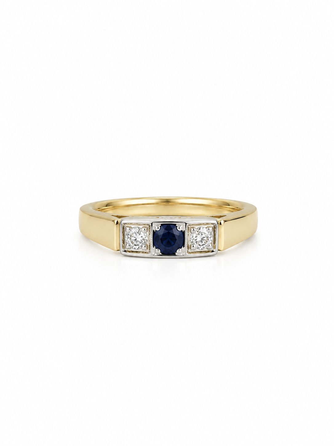 Vintage Diamond and Saphire Signet Ring