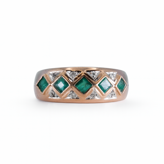 Vintage Emerald and Diamond Band
