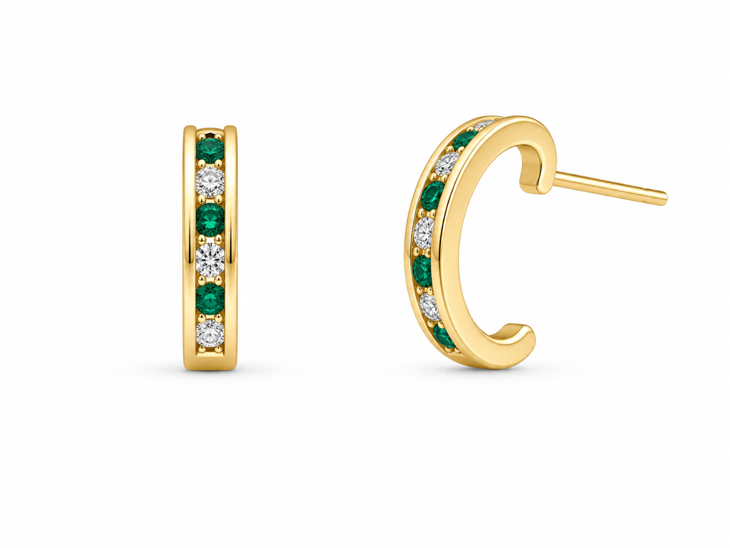 Vintage Diamond and Emerald Hook Studs