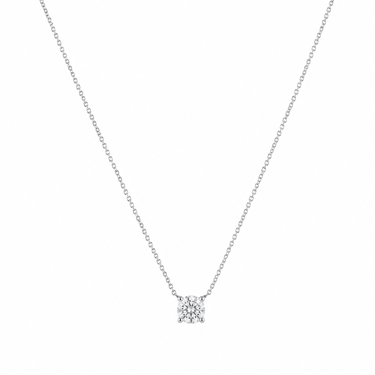 White Gold Solitaire Diamond Necklace