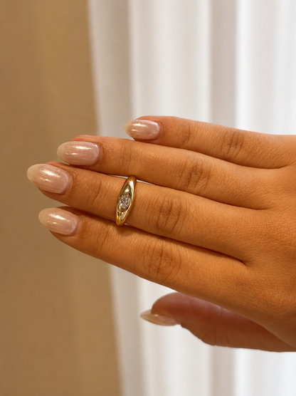 Pear Diamond Dome Ring