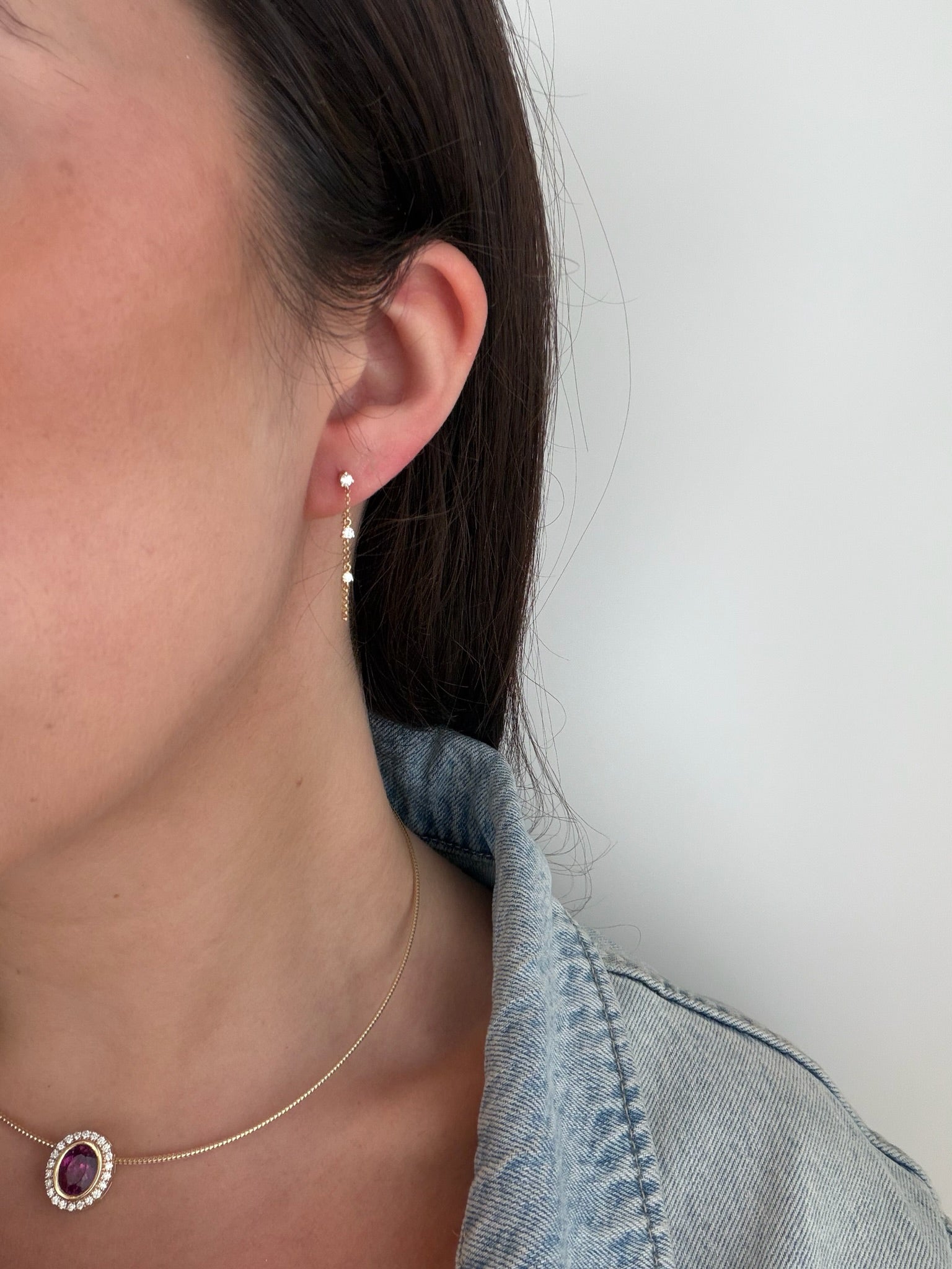 Diamond Chain Back Earrings