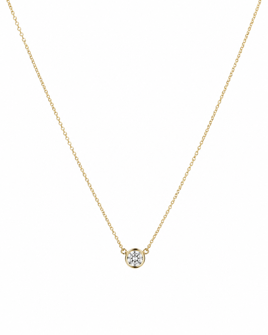 Yellow Gold Bezel Diamond Necklace