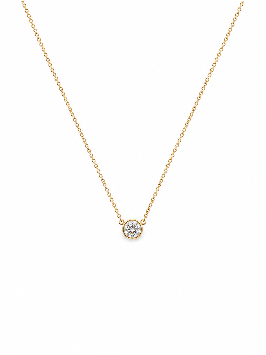 Fancy Yellow Diamond Bezel Necklace