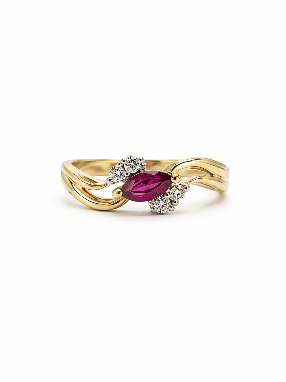 Vintage Marquise Ruby and Diamond Ring