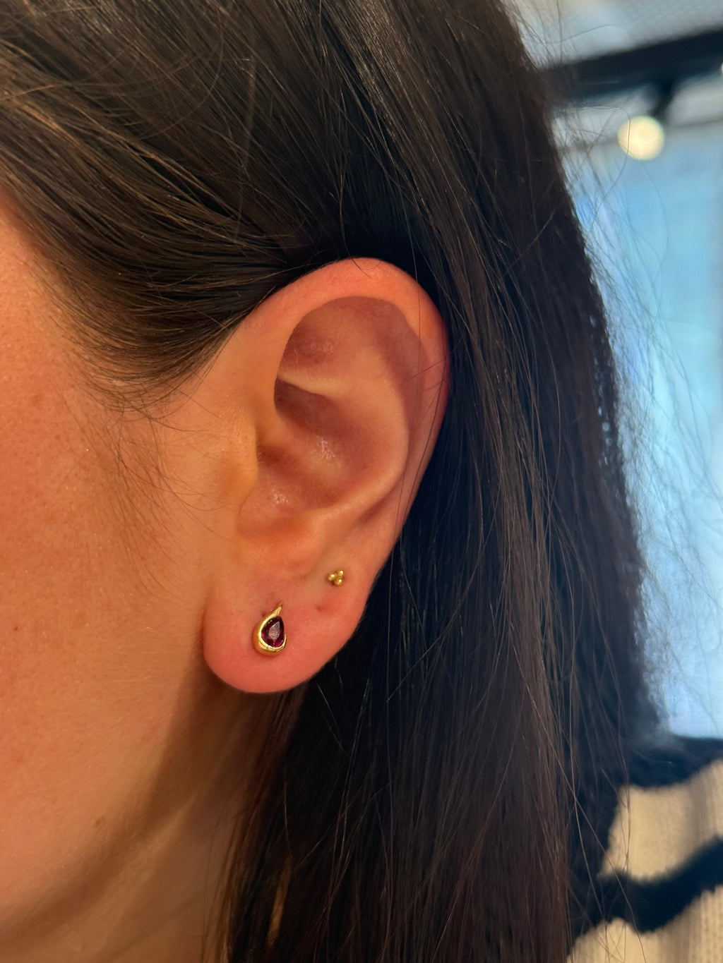 Ruby Teardrop Studs in 14K Gold, alternate view 1
