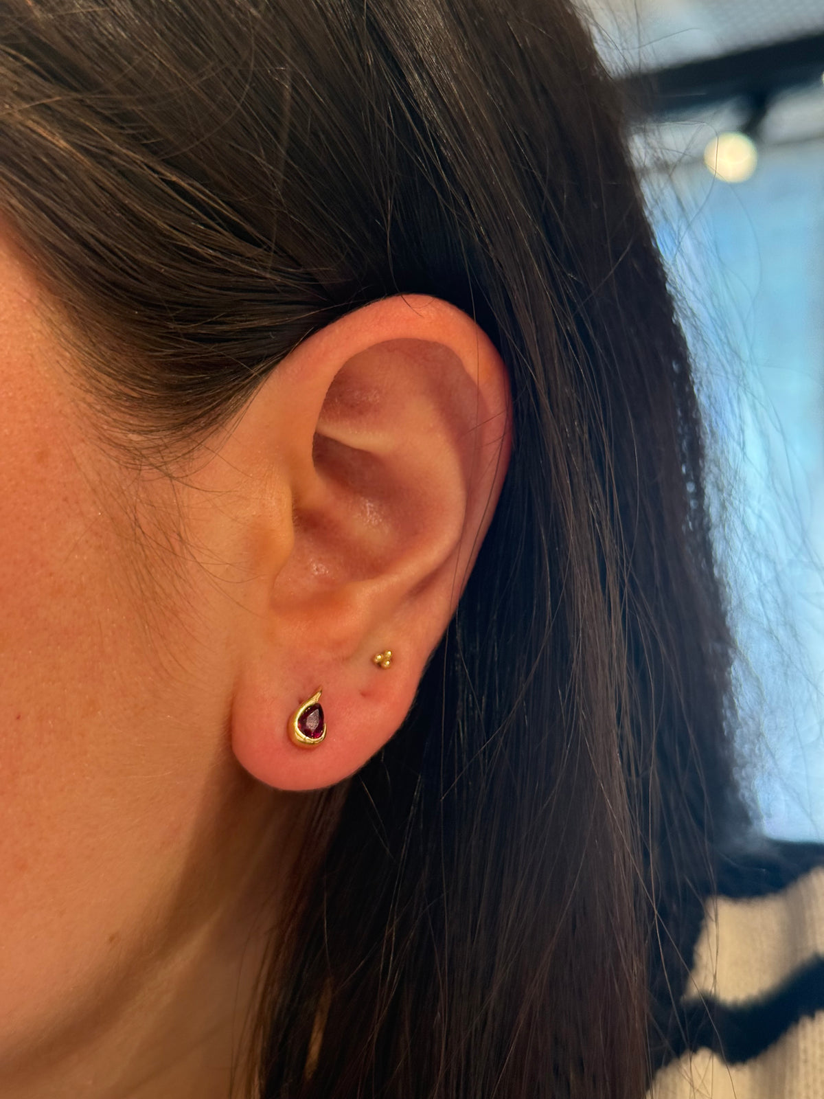Ruby Teardrop Studs in 14K Gold, alternate view 1