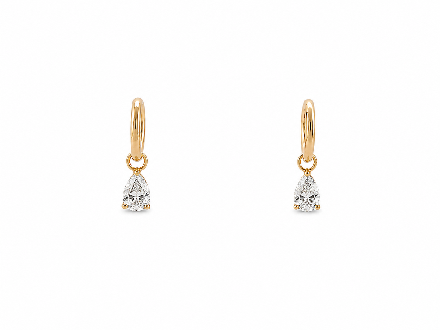 Lab Pear Diamond Huggie Charm