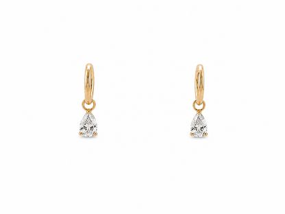 Lab Pear Diamond Huggie Charm