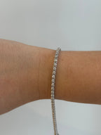 Round Natural Tennis Bracelet in 14K White Gold, alternate view 1
