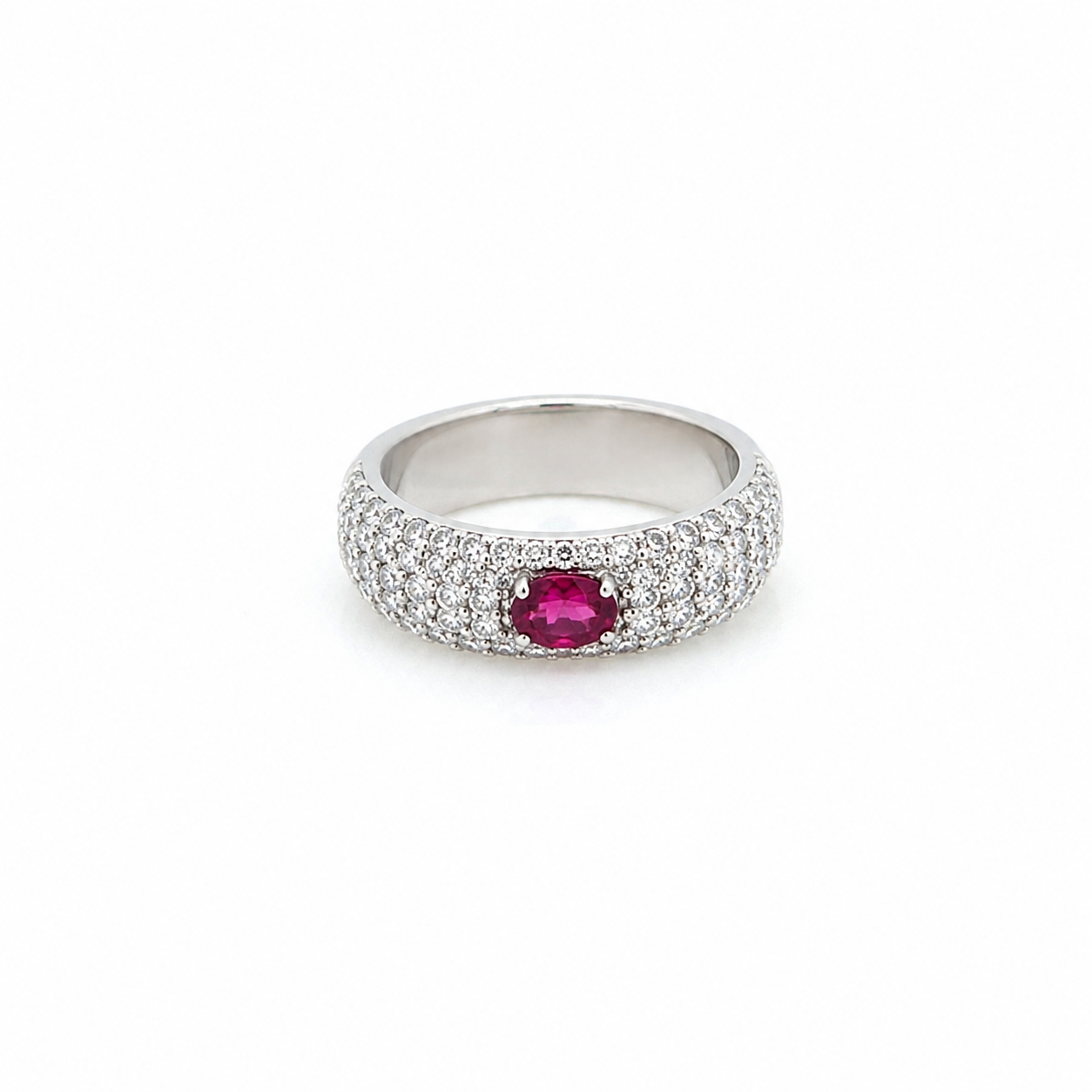 Diamond Pavé Band with Oval Ruby