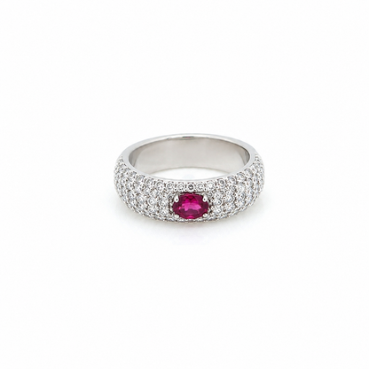 Diamond Pavé Band with Oval Ruby