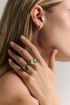 Pear Shaped Emerald Bezel Set Ring
