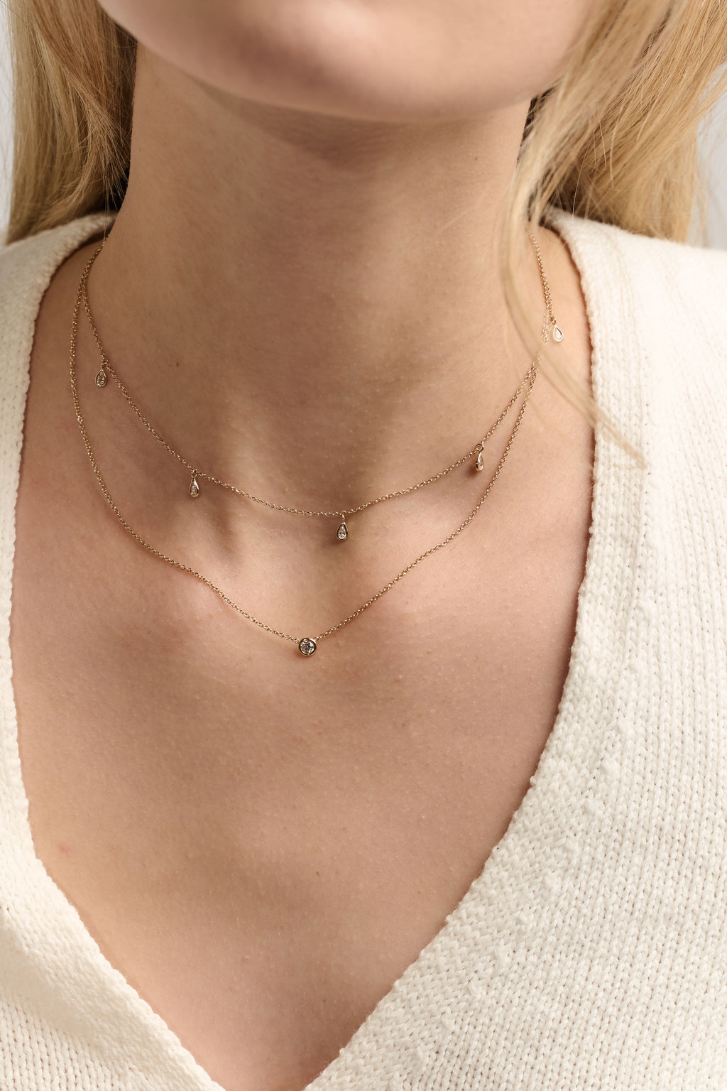 Diamond Pear Drop Necklace