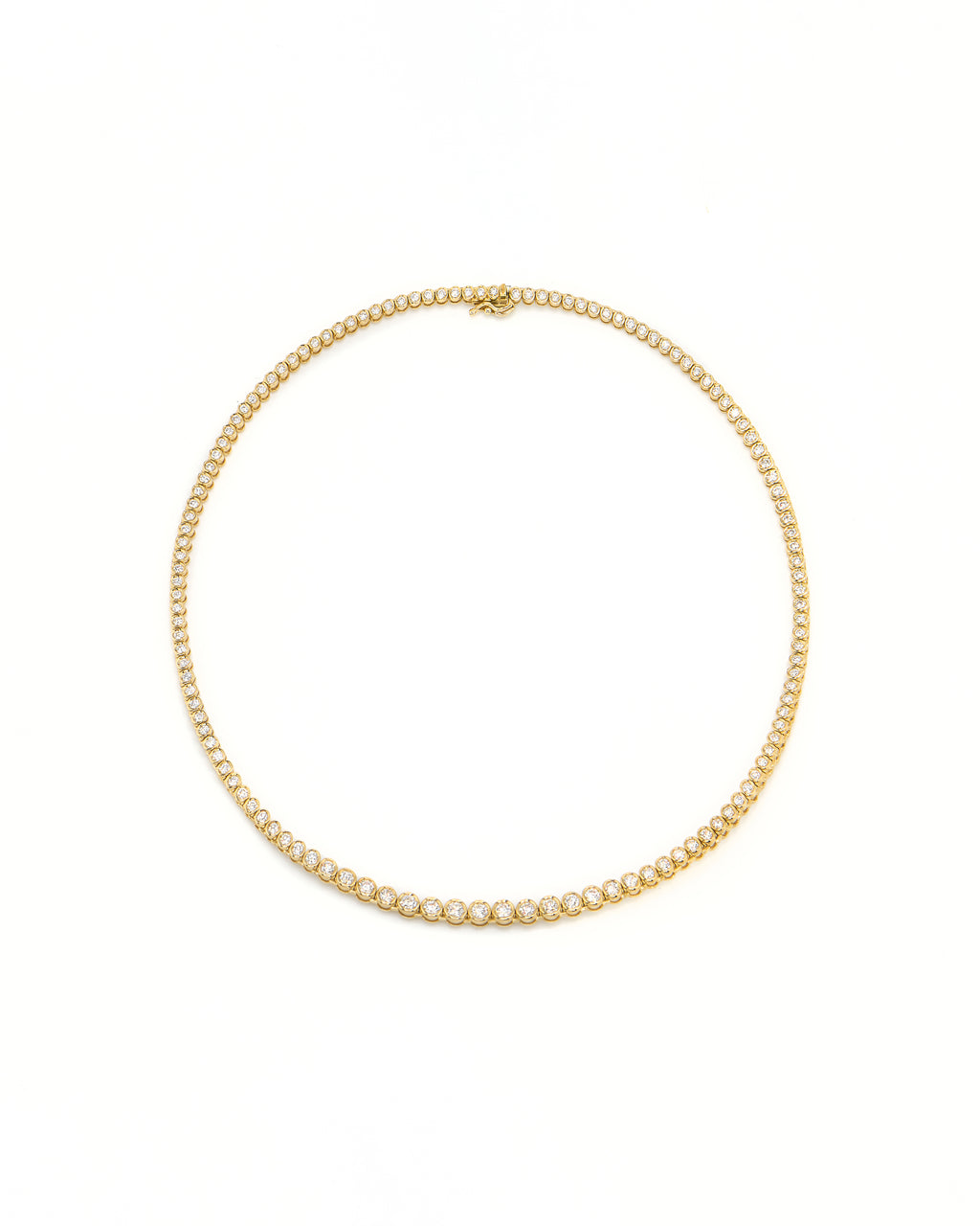 Graduated Bezel Diamond Tennis Necklace