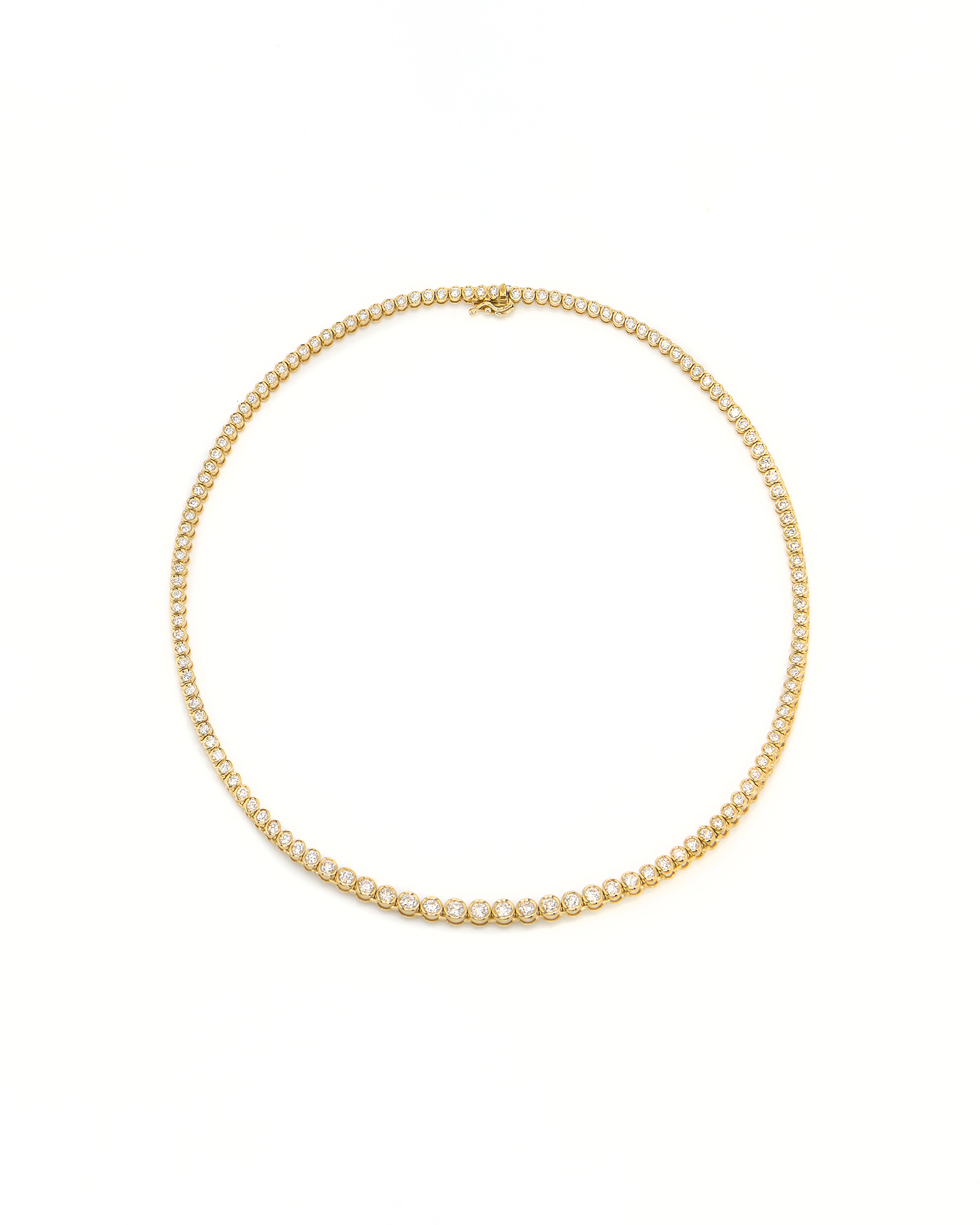 Graduated Bezel Diamond Tennis Necklace