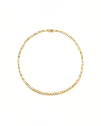 Graduated Bezel Diamond Tennis Necklace