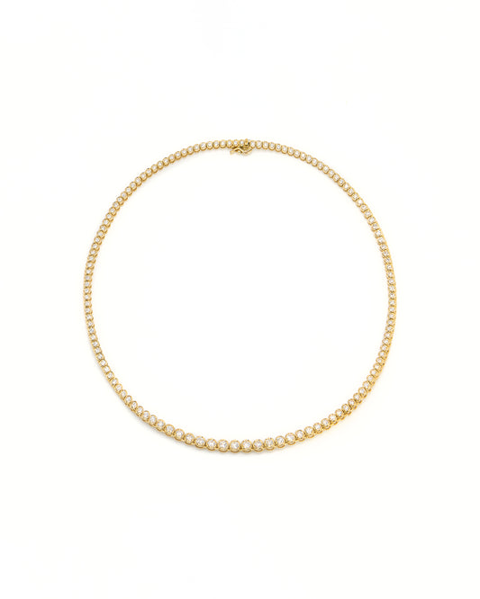 Graduated Bezel Diamond Tennis Necklace