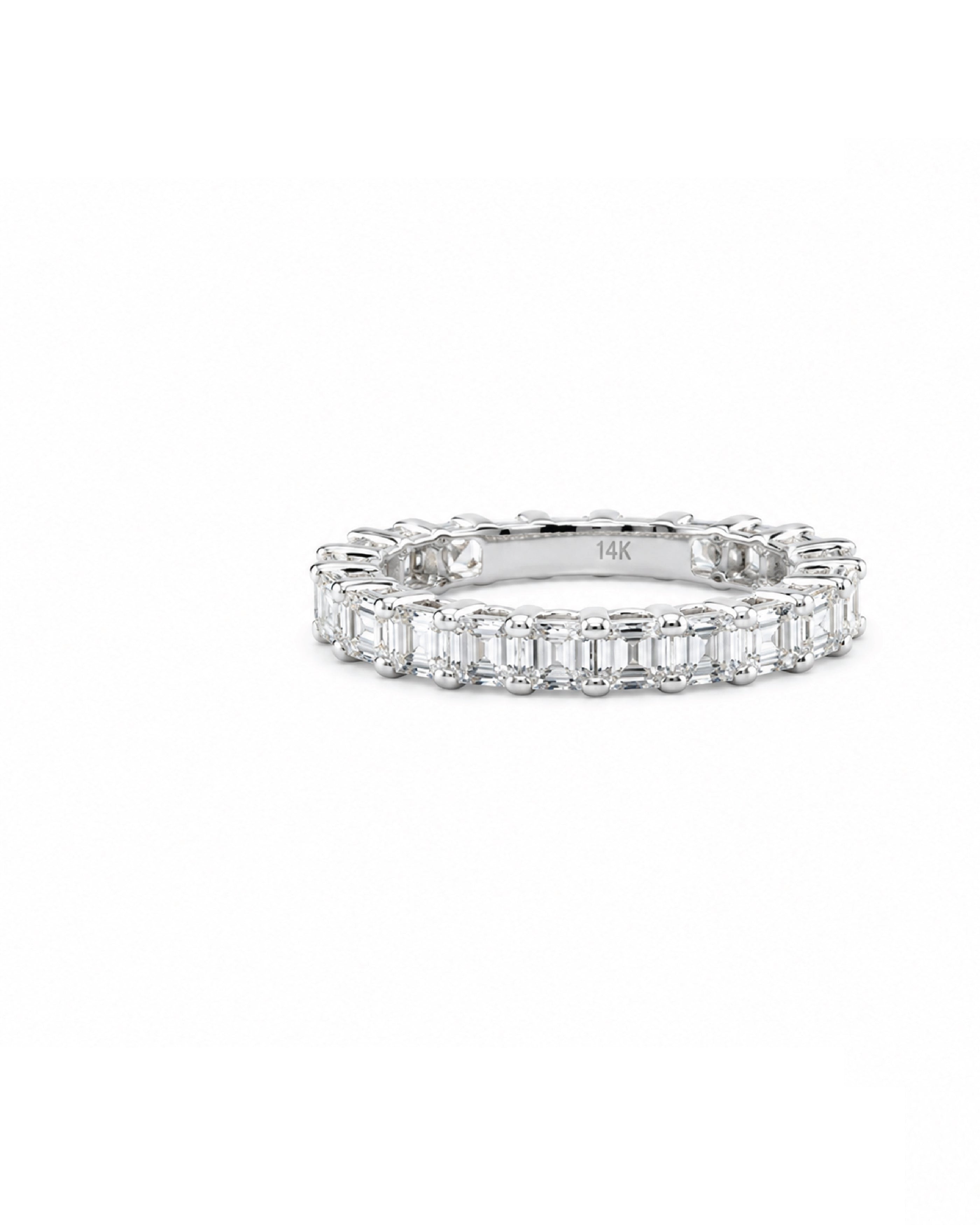 Asscher cut diamond eternity band, white gold