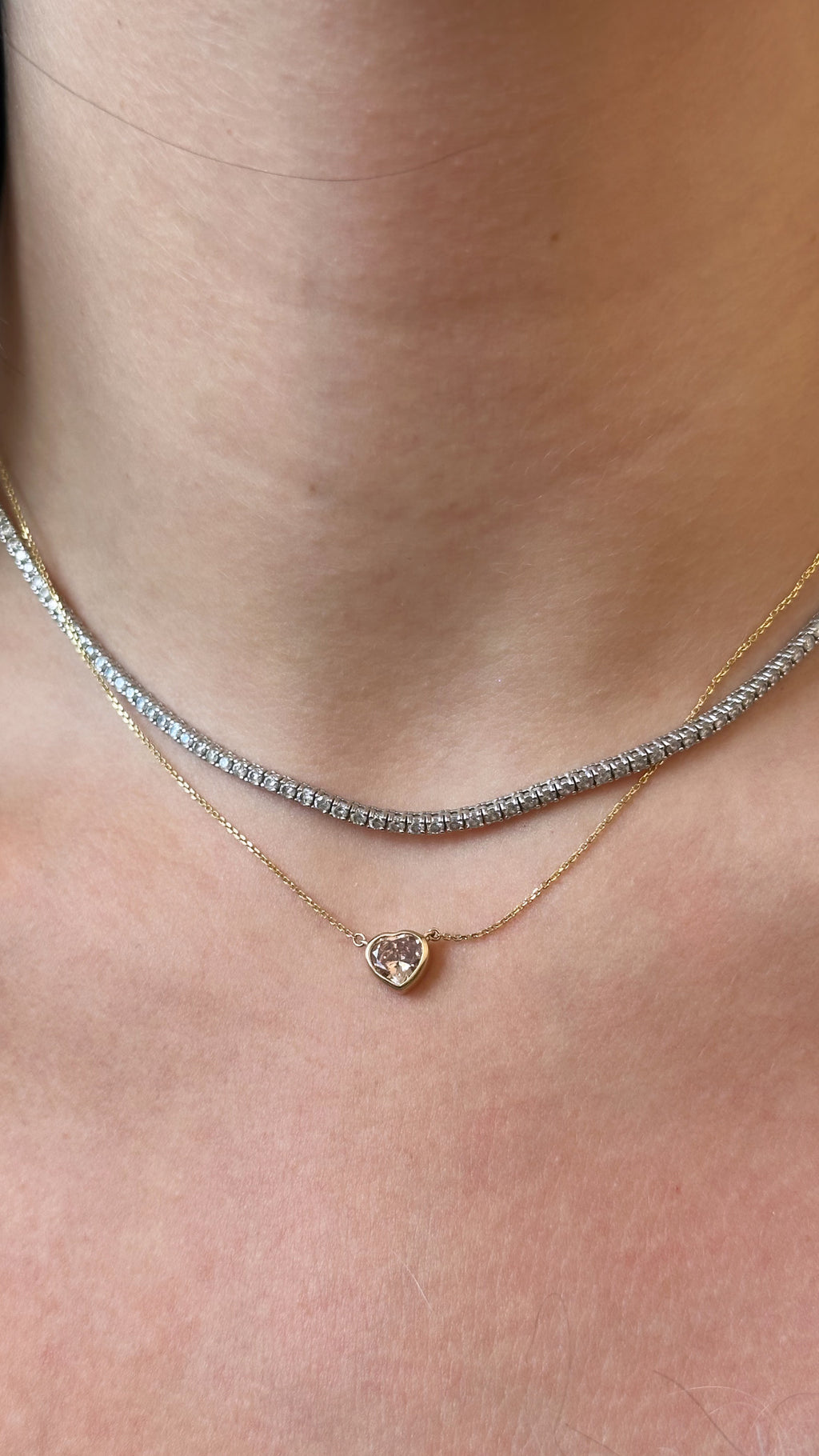 Pink Diamond Heart Shaped Necklace