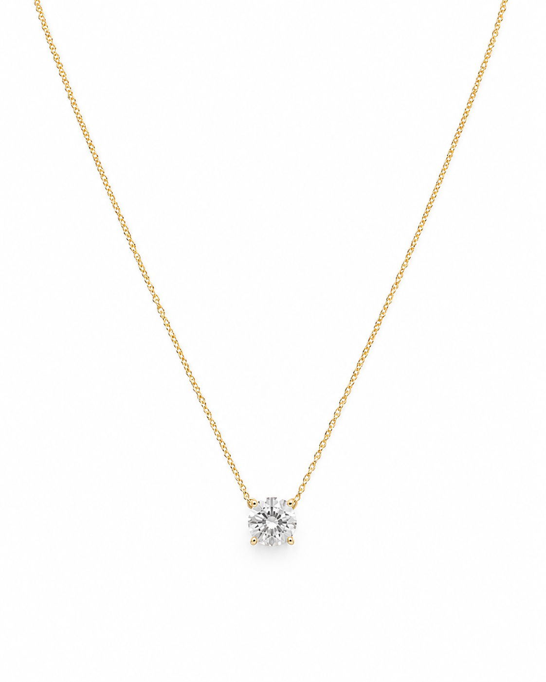 Solitaire Yellow Gold Diamond Necklace