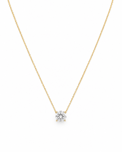 Solitaire Yellow Gold Diamond Necklace