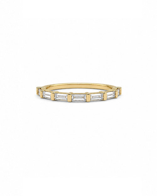 Baguette diamond wedding band, two-tone gold