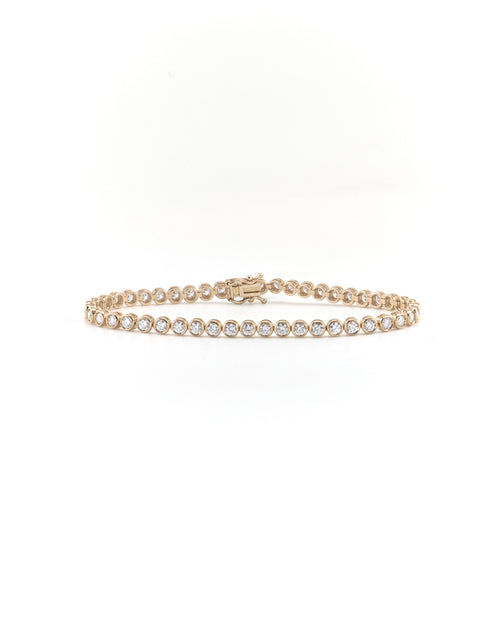 Bezel Tennis Bracelet in 14K Gold by Alexandra Mann Jewelry
