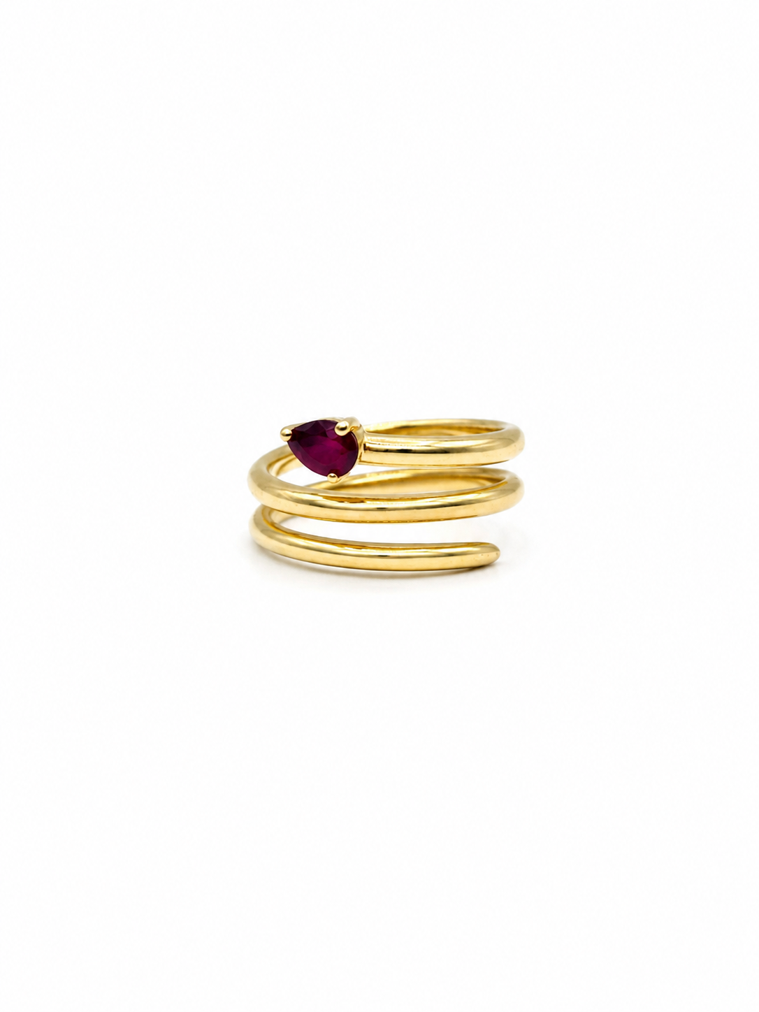 Pear Ruby Spiral Ring