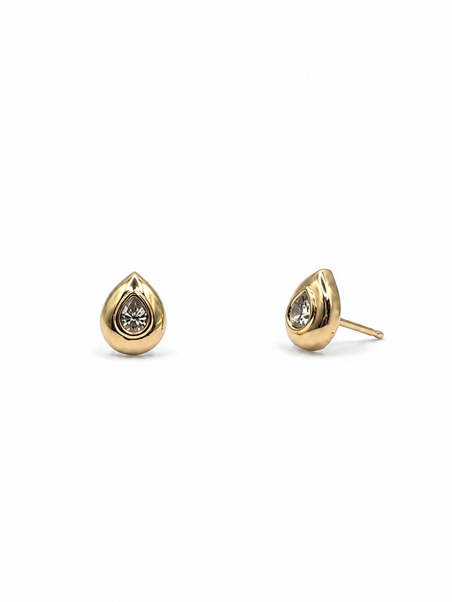 Diamond Bezel Teardrop Studs