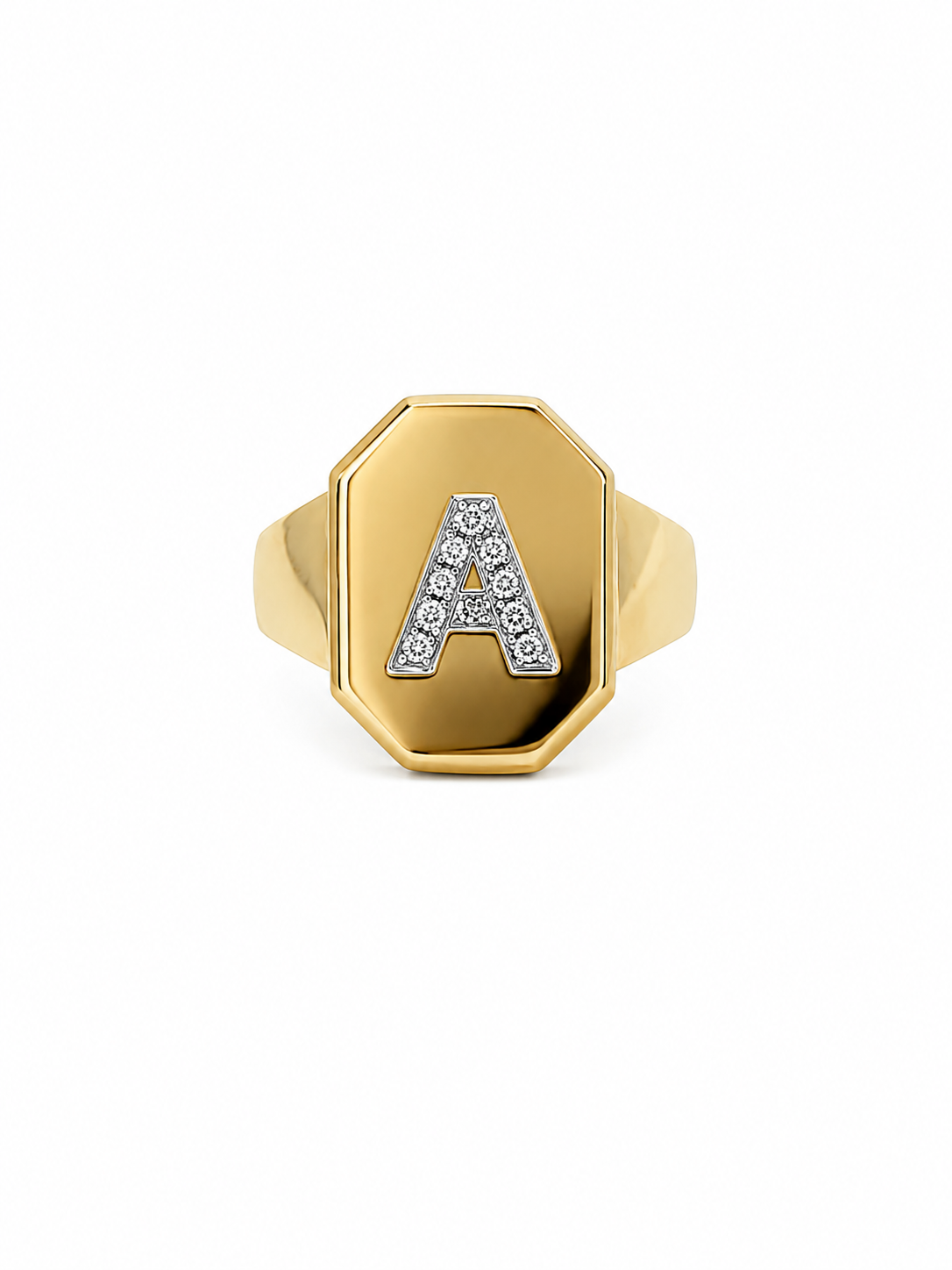 Diamond Initial Signet Ring
