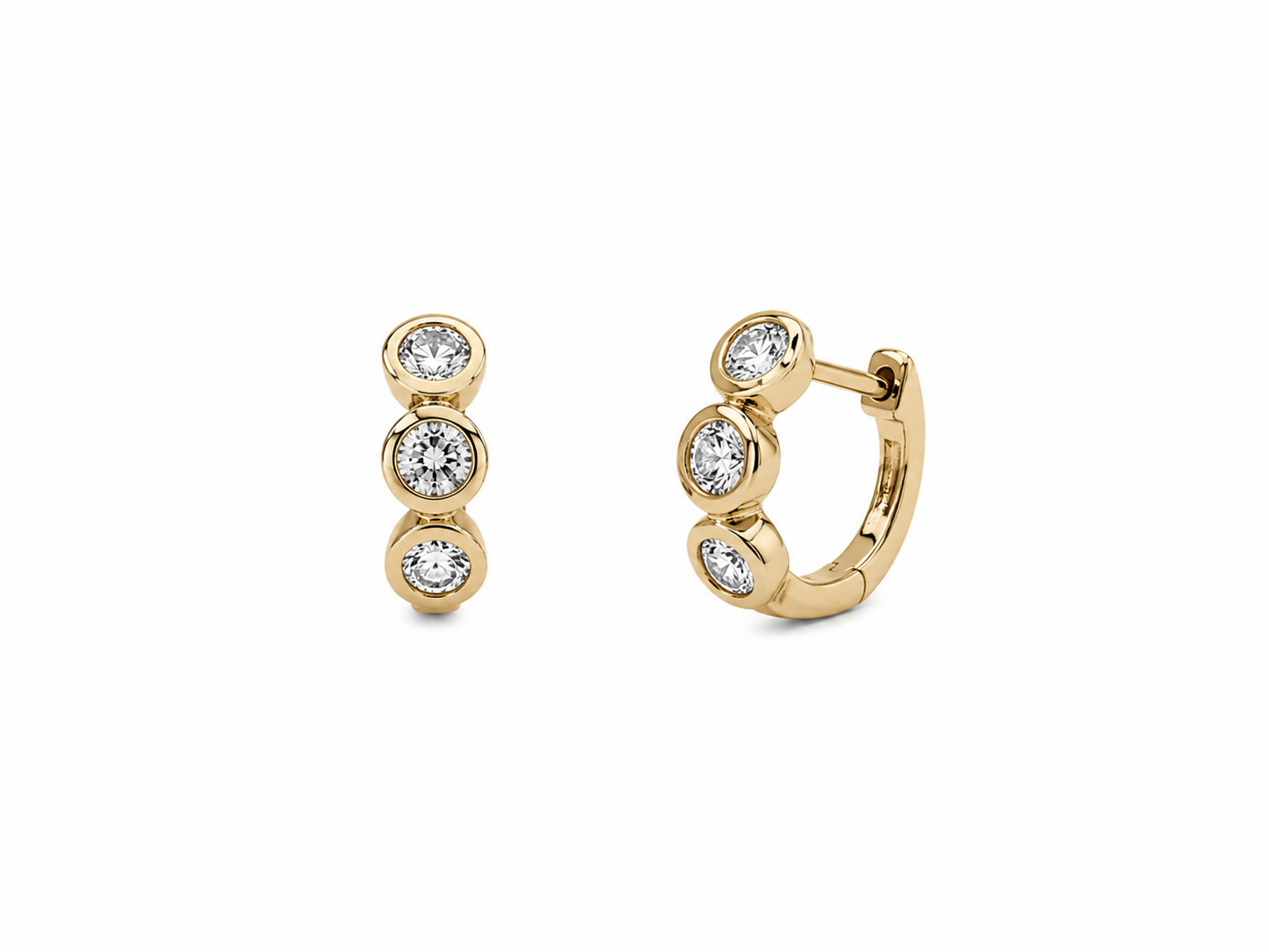 Round Bezel Diamond Huggies
