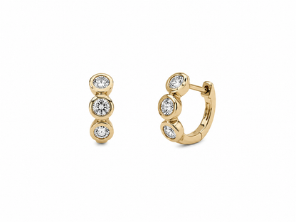 Round Bezel Diamond Huggies