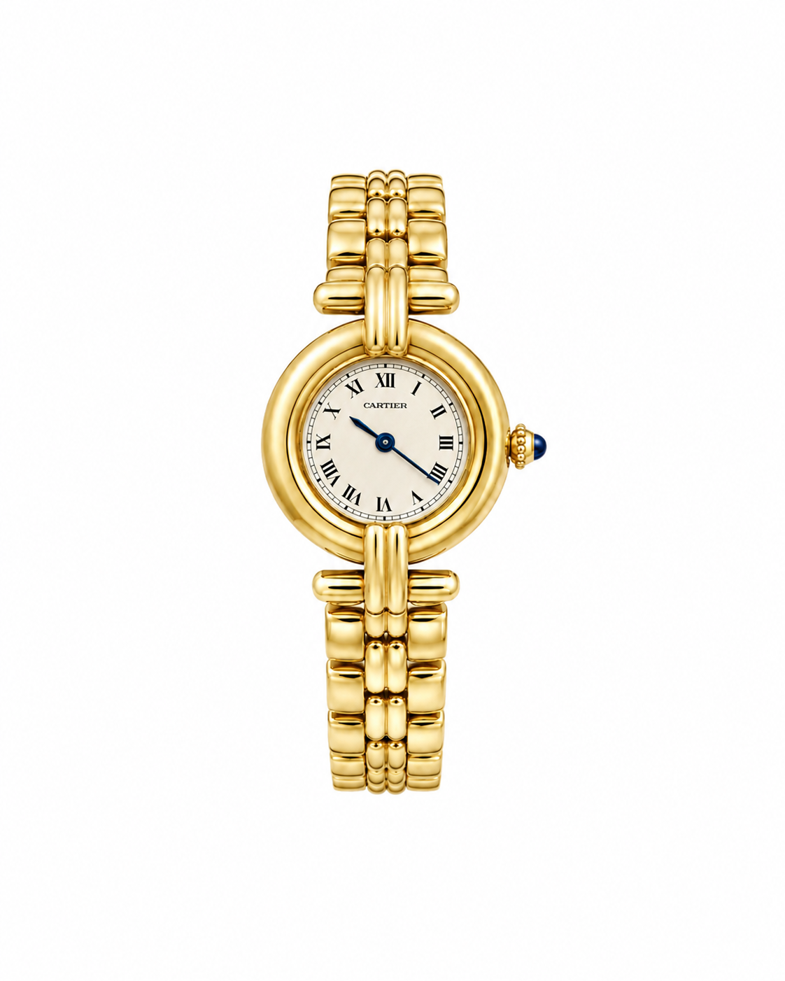 Cartier Colisée yellow gold watch, Roman numeral dial, original box