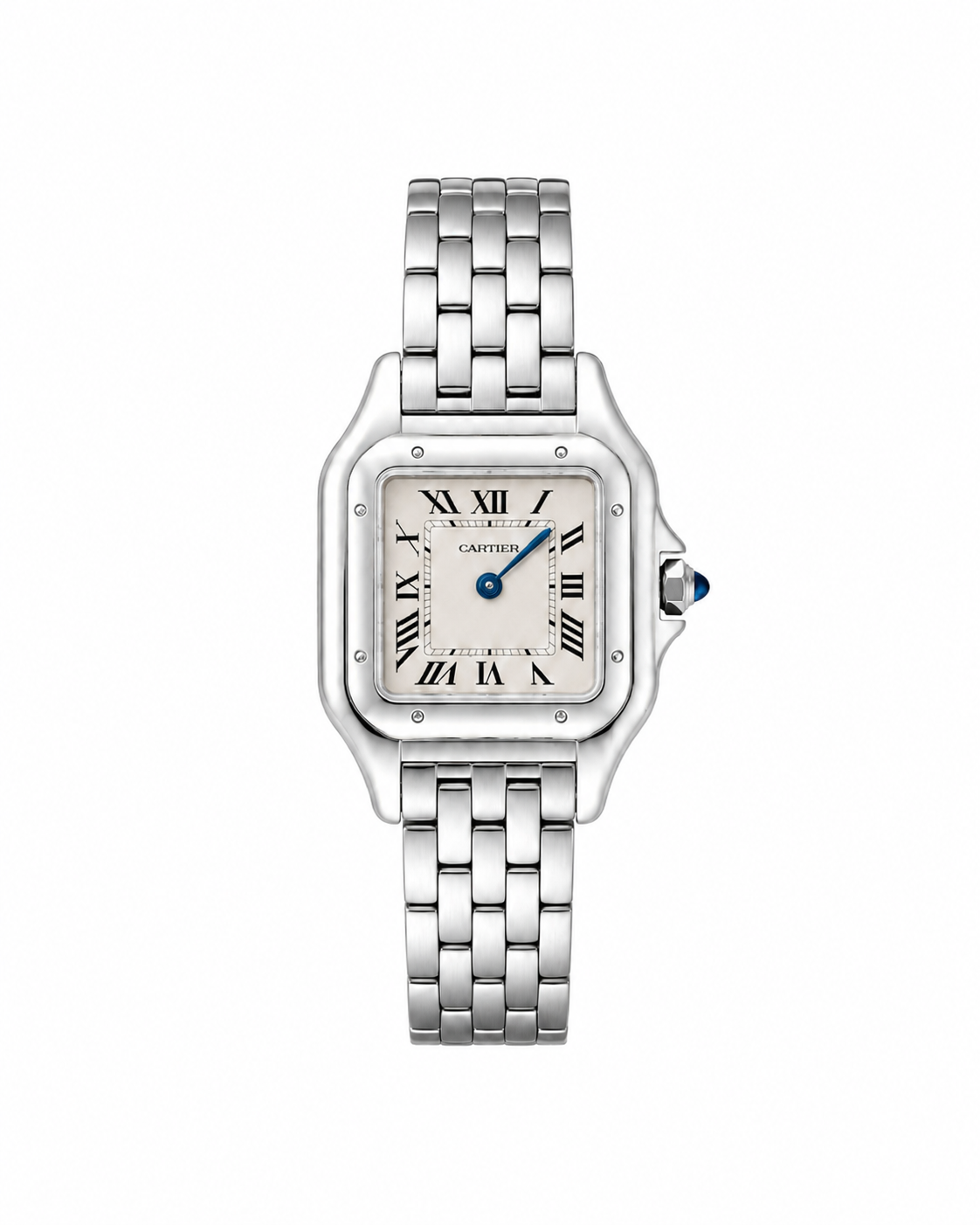 Cartier Panthère large stainless steel watch, silver dial, square case