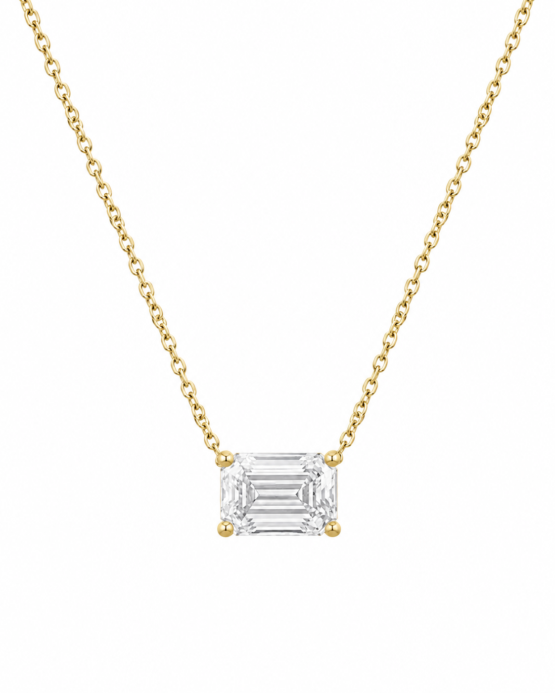 Emerald Solitaire Diamond Necklace
