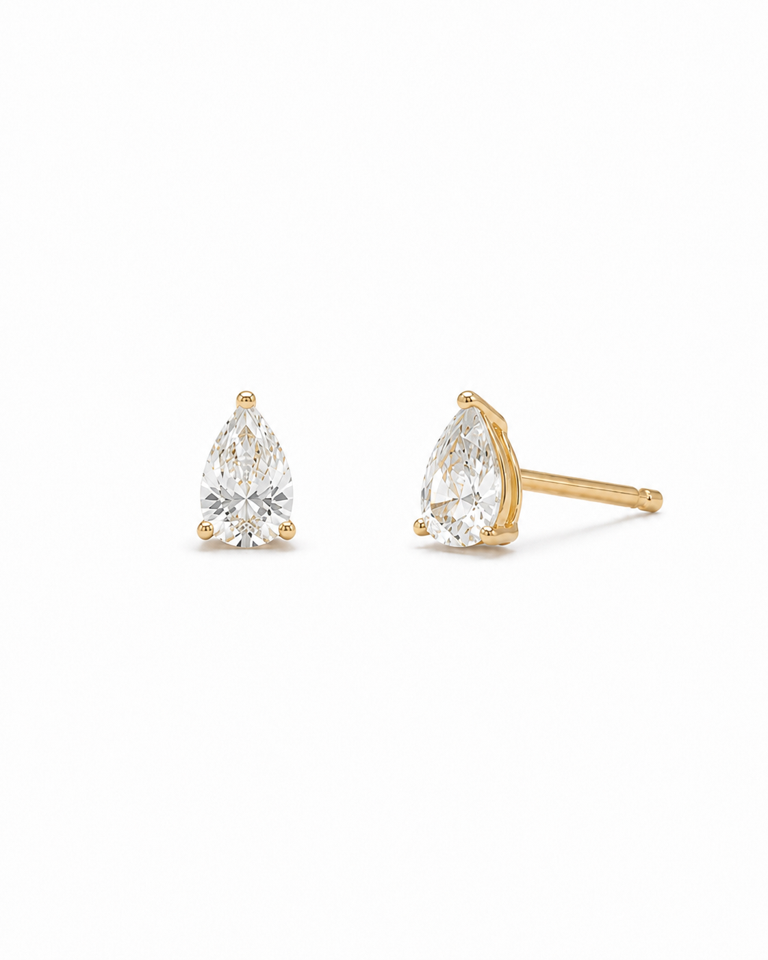 Three Prong Pear Diamond Studs
