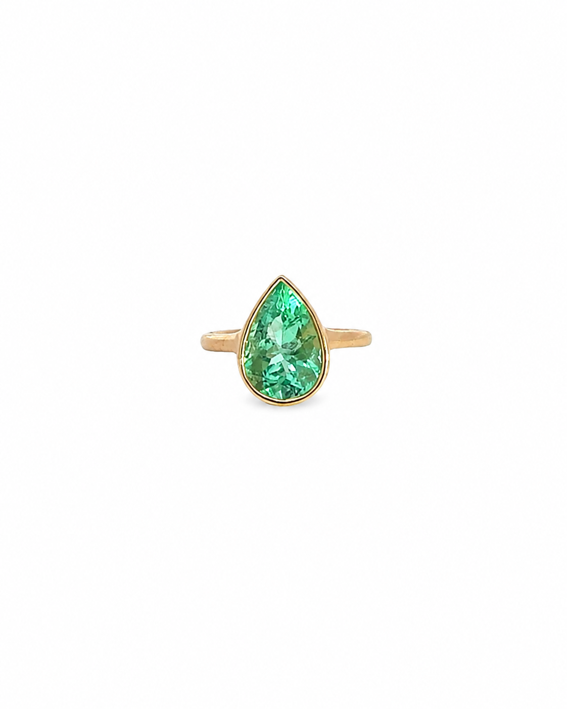 Pear Shaped Emerald Bezel Set Ring
