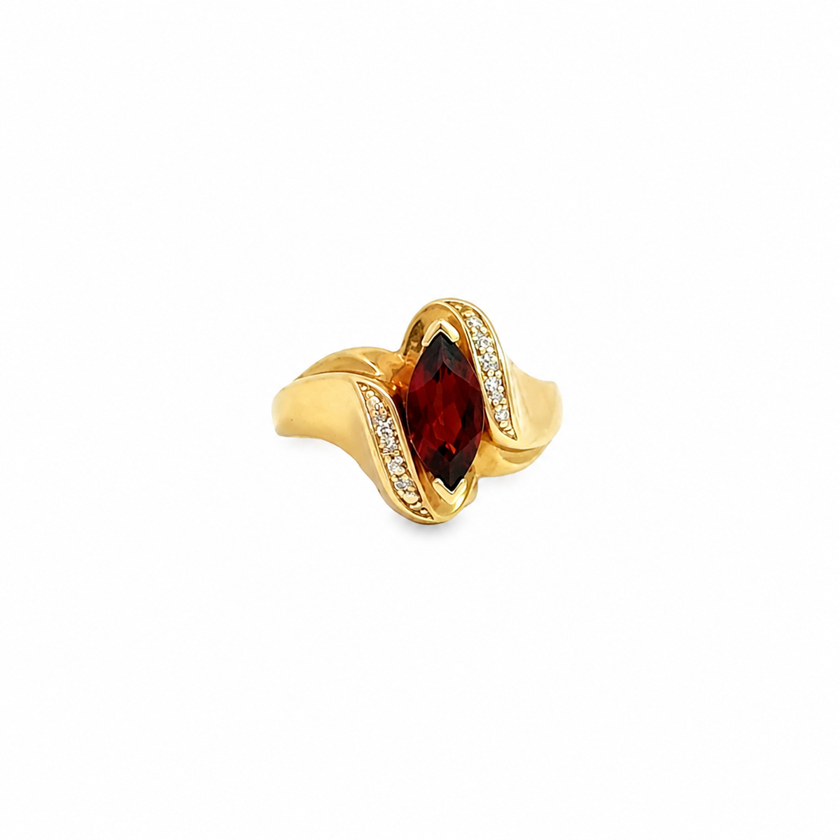Vintage Marquise Garnet Ring in 10K Yellow Gold by Alexandra Mann Jewelry