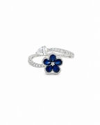 Pear Blue Sapphire Fleur Ring