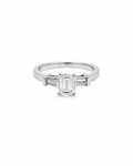 Vintage Emerald Engagement Ring in 18K White Gold by Alexandra Mann Jewelry