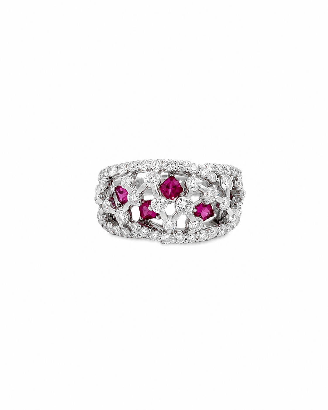 Vintage Ruby and Diamond Zig Zag Ring