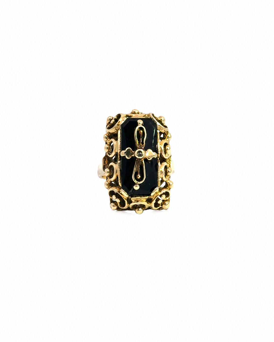 Vintage Black Onyx Cross Ring
