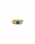 Vintage Diamond and Sapphire Signet Ring in 14K Yellow Gold by Alexandra Mann Jewelry